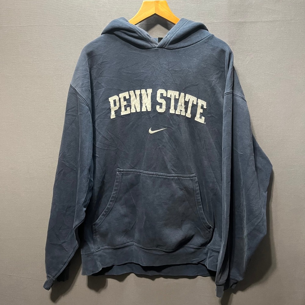 Vintage Nike Penn State Hoodie Mens XL Navy Blue 90s Team Tag Swoosh Spellout